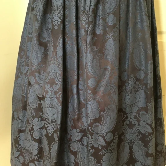 Vintage Gunne Sax dark blue damask party dress, sz 9/10 - Picture 4 of 5